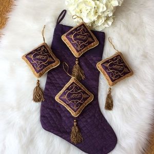 Ballard Designs Purple and Gold Holiday Decor